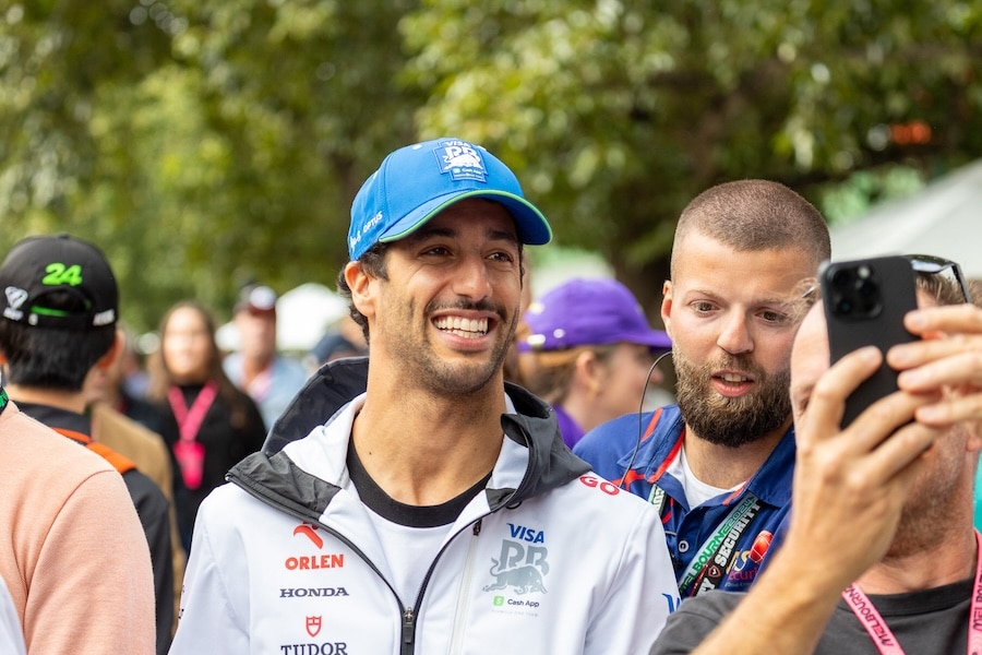 Daniel Ricciardo smiling for fans