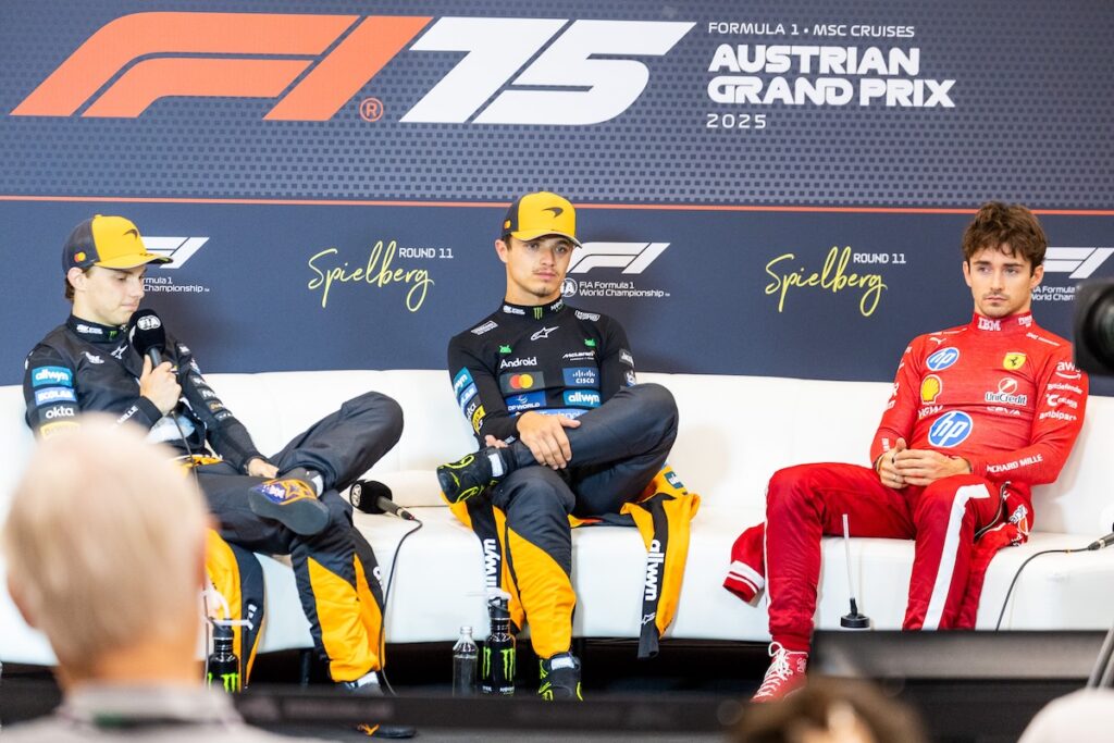 oscar piastri, lando norris, charles leclerc austria gp 