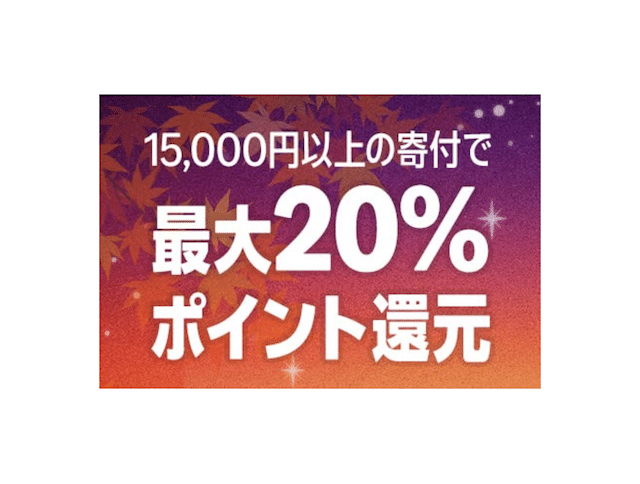 Amazonふるさと納税で最大20%ポイント還元となるキャンペーンの告知